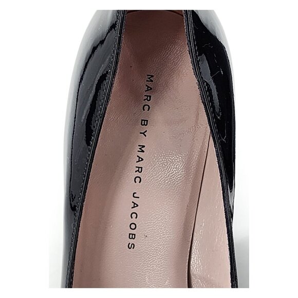 MARC by MARC JACOBS Black Patent Leather Peep Toe Pumps - Picture 5 of 9